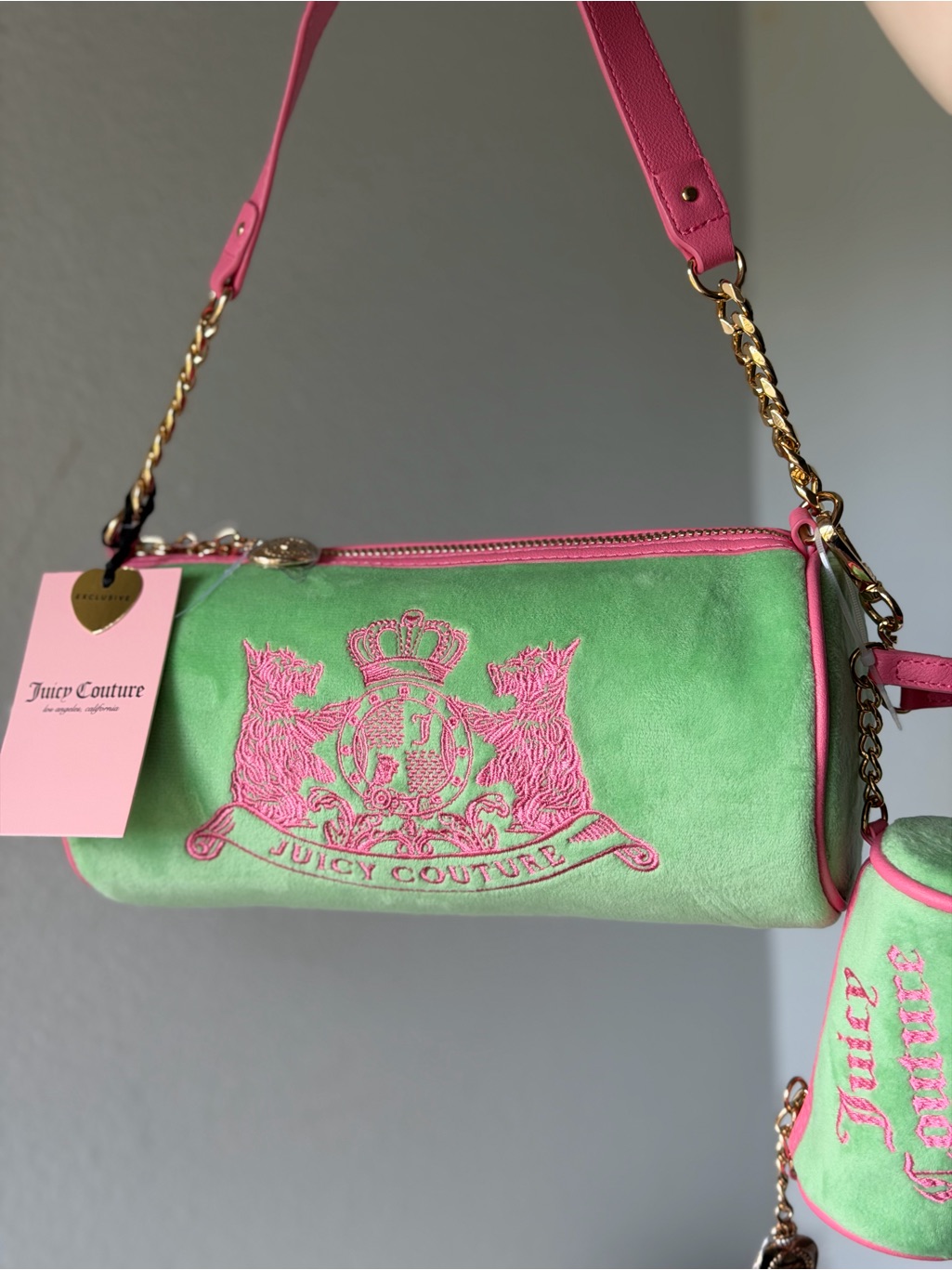 Nwt Juicy Couture Limited Edition Retro Green Scottie Dogs Heritage Barrel Bag